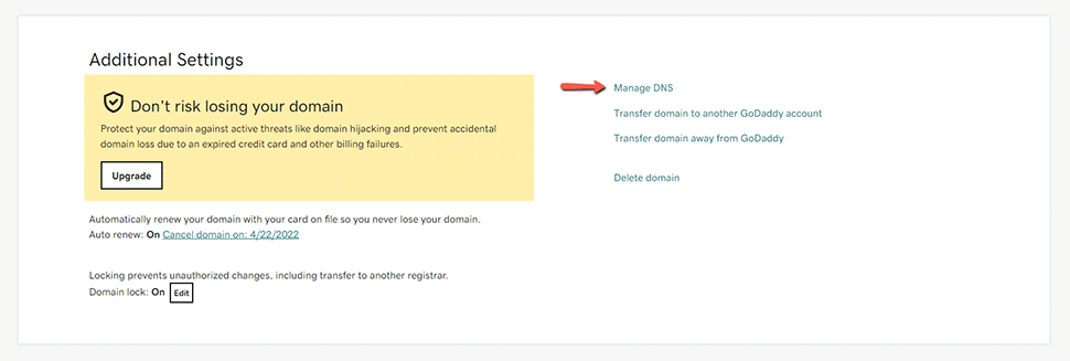 Manage DNS GoDaddy